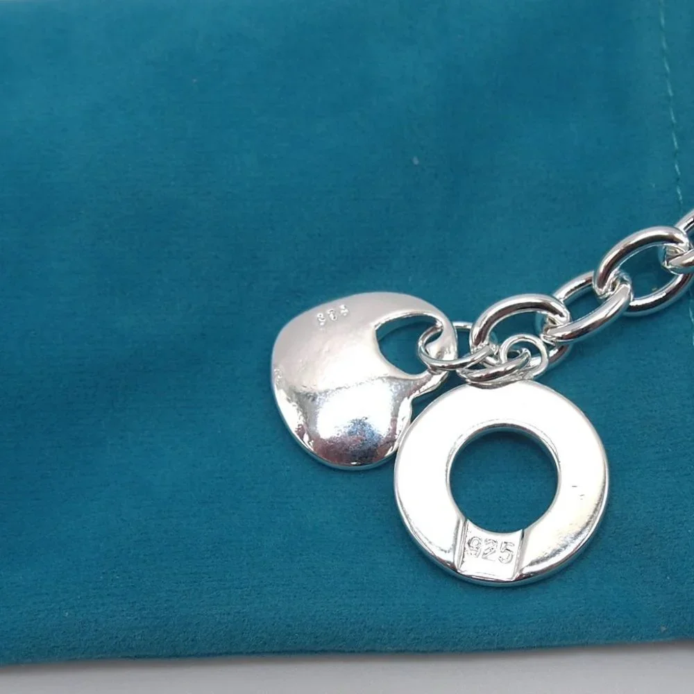 Stunning "Homage" ♥ Heart ♥ w/ Toggle Stamped 925 Sterling Silver Necklace - Picture 9 of 9